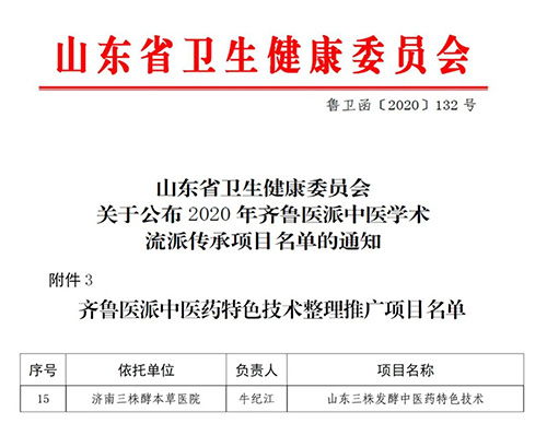 三株发酵中药技术获评齐鲁医派推广项目，现代科技助力中医药传承创新